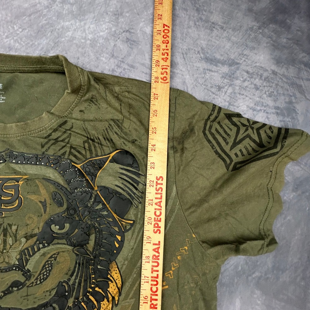 Southpole Mens XXL Olive Green Tiger Graphic T-Shirt Y2K Streetwear Skater Boxy - Picture 6 of 7